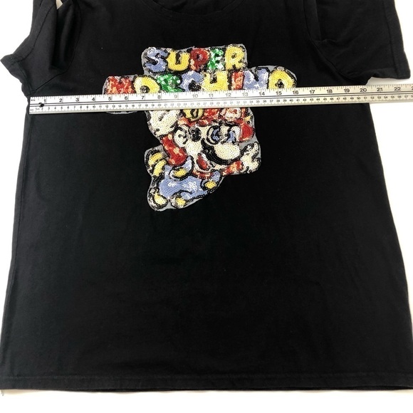 SUPER Mario sequin black tee Large - Picture 5 of 6